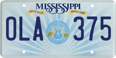 MS license plate OLA375