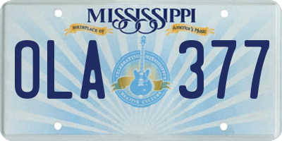 MS license plate OLA377