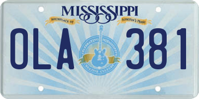 MS license plate OLA381