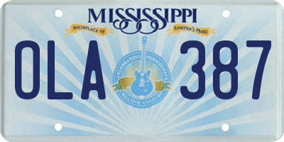 MS license plate OLA387