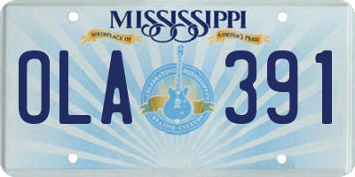MS license plate OLA391