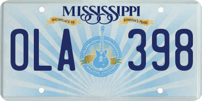 MS license plate OLA398