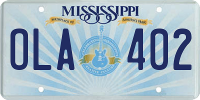 MS license plate OLA402