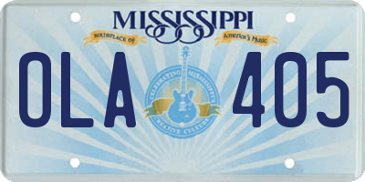 MS license plate OLA405