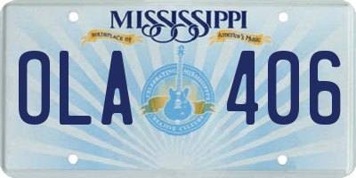 MS license plate OLA406
