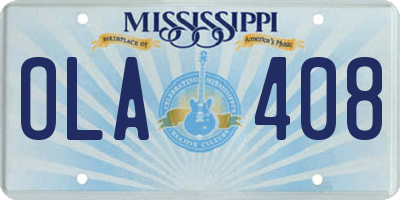 MS license plate OLA408