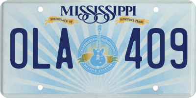MS license plate OLA409