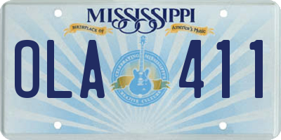 MS license plate OLA411