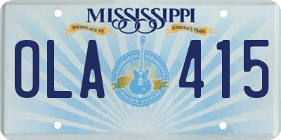 MS license plate OLA415