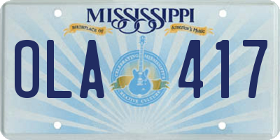 MS license plate OLA417