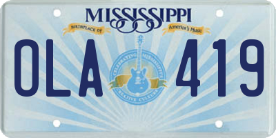 MS license plate OLA419