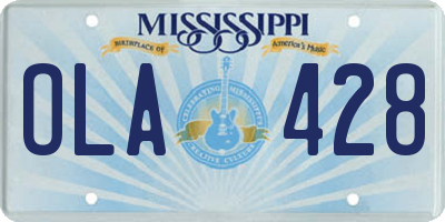 MS license plate OLA428