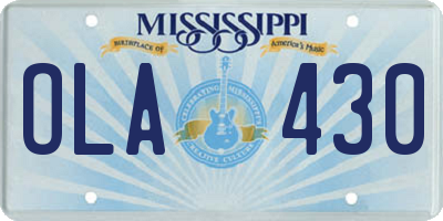 MS license plate OLA430