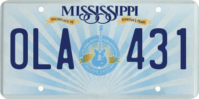 MS license plate OLA431