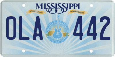 MS license plate OLA442