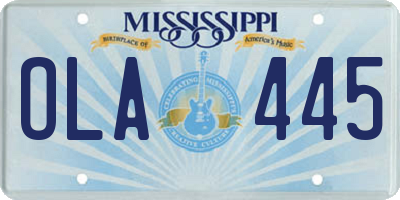 MS license plate OLA445
