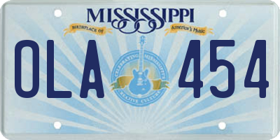 MS license plate OLA454