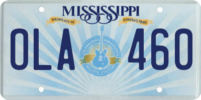 MS license plate OLA460