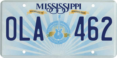 MS license plate OLA462