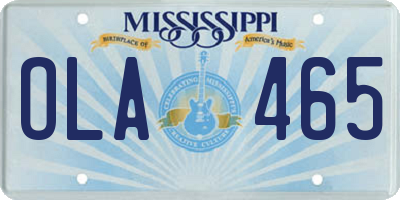 MS license plate OLA465
