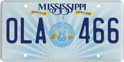 MS license plate OLA466