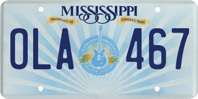 MS license plate OLA467