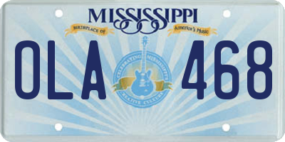 MS license plate OLA468