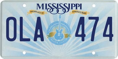 MS license plate OLA474