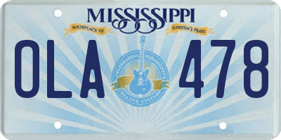 MS license plate OLA478