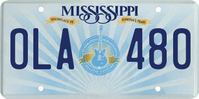 MS license plate OLA480