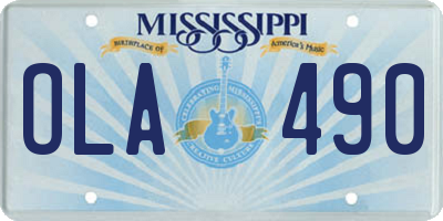 MS license plate OLA490