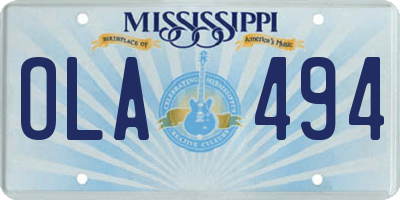 MS license plate OLA494