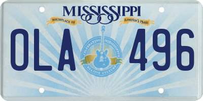 MS license plate OLA496