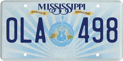 MS license plate OLA498