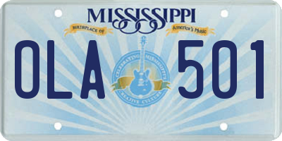 MS license plate OLA501
