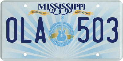 MS license plate OLA503