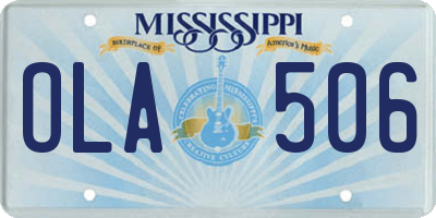 MS license plate OLA506