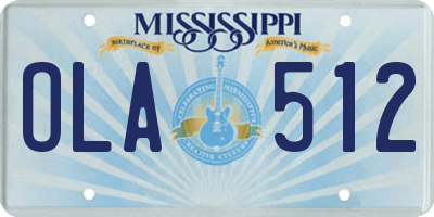 MS license plate OLA512