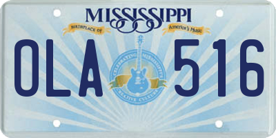 MS license plate OLA516