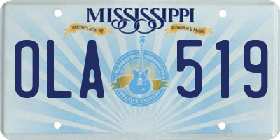 MS license plate OLA519