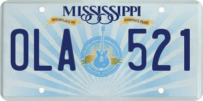 MS license plate OLA521