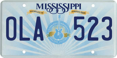 MS license plate OLA523