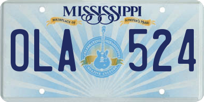 MS license plate OLA524