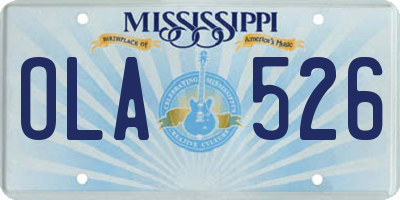 MS license plate OLA526