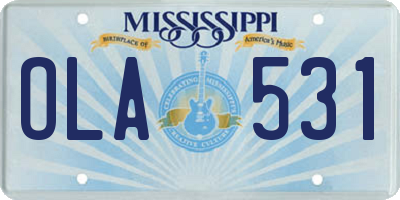 MS license plate OLA531