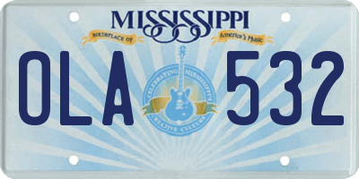 MS license plate OLA532