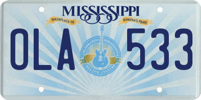 MS license plate OLA533