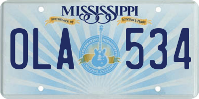 MS license plate OLA534
