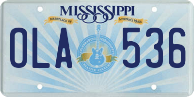 MS license plate OLA536