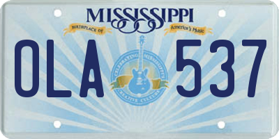 MS license plate OLA537